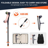 EldHilfe Folding Forearm Crutche for Adults - 10-Level Adjustable Telescopic, Lightweight Aluminum and TPR, Fits 55.1-74.8in Height, 0.97lbs Mobility Aid (Black)-1PC