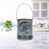 Lakeside Bait and Tackle Metal Bucket - Decorative Fishing Pail for Pencils, TV Remotes or Tools