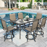 Sophia and William Patio Bar Stools Counter Height, Set of 2, Swivel Bar Chairs, Supports 300 lbs (Brown Fabric)