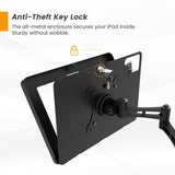 Beelta Tablet Wall Mount with Lock, All Metal Heavy-Duty, 3-Joint Articulating Arm with 360 Rotation, Secure for Kitchen/Business/Retail, Compatible with iPad 10.9"/11"-BSW601BA