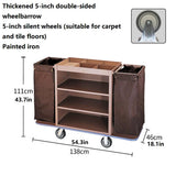Multifunctional Housekeeping Caddy, Compact Service Trolley, Hotel Cleaning Cart with Removable Canvas Bags & Locking Wheels for Housekeeping Hotels Apartment c