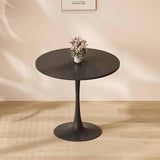 Slish Round Dining Table for 2-6, Black Metal Top & Legs, Versatile Small Table for Dining Rooms, Kitchens & Cafés - & Modern Design for Any Space
