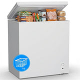 7.0 Cu.Ft Chest Freezer, Small Compact Deep Freezer with Adjustable 7 Thermostat,2 Removable Baskets, Energy Saving, Quiet Top Open Door Mini Meat Freezer with LED Light for Garage Outdoor Home Office
