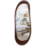 WallBeyond Asymmetrical Full Length Wooden Mirror, 22.5" x 63" Irregular Solid Wood Wall Mirror, Boho Decor for Bedroom Living Room Entryway, Mid-Century Modern, Dark Walnut