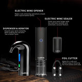 Ludkim Rechageable Electric Wine Opener Gift Set, Auto Wine Aerator Dispenser, Wine Corkscrew Kit, Automatic Wine Saver Vaccum Pump, Foil Cutter, 4-in-1 Cordless rechargeable Bottle Opener Gift Box