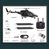 MechPuConToy RC Helicopter Model, AW-911 Air - Wolf 1/34 Scale 2.4G 9CH Flybarless RC Aircraft Model with 6G/3D Stunt Mode and GPS Positioning (RTF Version)