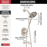 Delta Faucet Albion 14 Series Single-Handle Tub and Shower Faucet Set, Brushed Nickel Shower Trim with In2ition 2-in-1 Dual Shower Head, Spotshield Brushed Nickel T144855-SP-I (Valve Not Included)