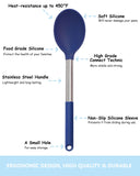 Silicone Kitchen Utensils Set - 12 Pieces Cooking Utensils Non-Stick Heat Resistance Silicon with Stainless Steel Handle - Blue Kaiihome