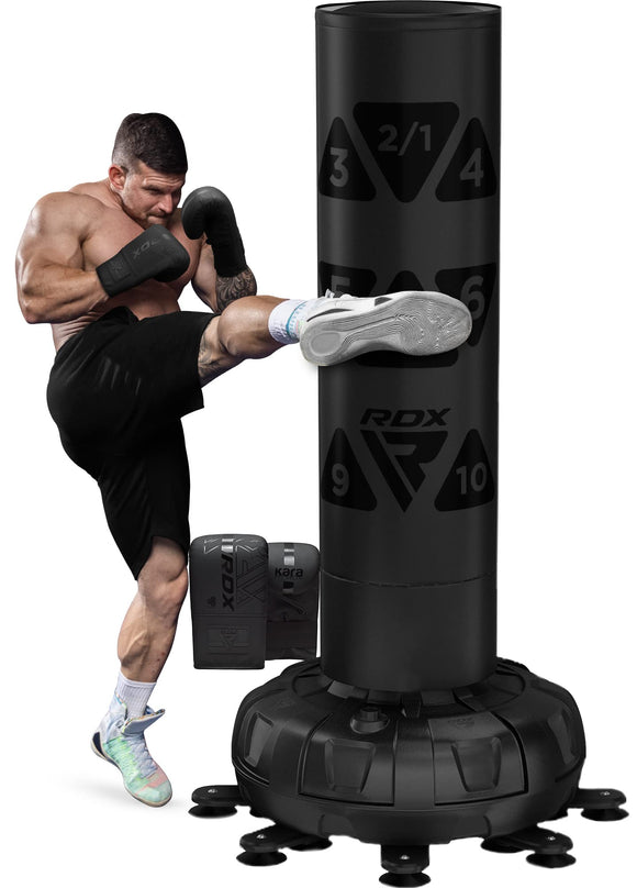 RDX XXL 330LBS Target Freestanding Punching Bag with Cover & Gloves – 72” Adult Heavy Pedestal Punch Bag Set - 17 Suction Cup 8 Extended Legs Stand Base - Kick Boxing MMA Muay Thai Home Gym Fitness RDX