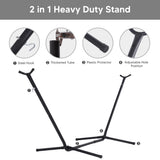 SUNCREAT 2-in-1 Hammocks Convertible Portable Double Hammock with Stand Included, Outdoor Hammock and Stand, Patented, Dark Grey with Tassel