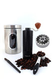 HANDMILL PRO Manual Coffee Grinder - Adjustable Setting for French Press/Espresso Adjustable Setting for French Press/Espresso - (Storing tin + cleaning brush + measuring scoop)