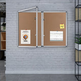 VIZ-PRO Tamperproof Lockable Cork Noticeboard Class 1 Aluminium Framed 48x36 Inches