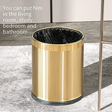 LEASYLIFE 2.6Gallon/10L Brass Bathroom Trash Can，Brushed Gold Bathroom Waste Basket，Golden Small Garbage Can