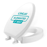 LimLuc Elongated Toilet Seat Risers for Seniors, 2.5 Inch Elevated Toilet Seat with Slow Close, Non-Slip Raised Toilet Seat, 18.5" Fit for Elongated Toilet, White