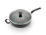 Nonstick Saute Pan with Glass Lid 5 Quart, Oven Broiler Safe 350F, Cookware, Deep Frying Pan | Black T-Fal