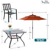 PHI VILLA 5 Pcs Outdoor Dining Set with 10ft Umbrella