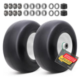 USCaster 13x6.50-6 Lawn Mower Tires Flat Free with Rim Assemblies (2 Pack),Universal 13x6.5-6 Solid Smooth Rubber Zero-Turn Lawn mowers Tire,5.5"-7.72”Centered Hub and 3/4" extra 5/8" 1/2” Bushings