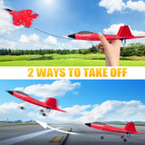 Fremego F-22 Raptor RC Plane 2.4GHz RC Airplane Fighter Toy Ready to Fly Remote Control Airplane Easy to Fly RC Glider Sports for Kids & Beginners (Red)