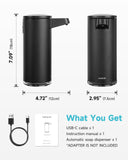 AIKE SensePro Automatic Soap Dispenser Type-C Rechargable, Stainless Matte Black Coating 12.8 fl.oz. for Liquid Soap