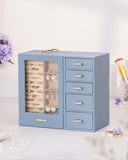 Homde Jewelry Organizer large for Dresser: Big Jewelry Box for Women - Holder with Drawers - Elegent Necklace Earring Ring Display Modern Gift (Grey Blue)