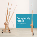 H-Frame Studio Easel, Artist Easel with Wheels and Storage Tray, Adjustable Floor Easel, Natural Somime