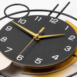YIJIDECOR Wall Clock for Living Room Decor Decorative Wall Clock with Pendulum Silent Quartz Battery Operated Black Metal Large Clock for Dining Room,Kitchen,Home,Bathroom,Bedroom,13.8x21.3 in