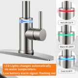 VIDEC Touch On Kitchen Faucet, 3 Modes Pull Down Sprayer, Touch On Sensor Activated, LED Temperature Control, 360-Degree Rotation,1 or 3 Hole Deck Plate. 10-Year Warranty.(Brushed Nickel, KW-70SN)