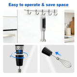 Cordless Immersion Hand Blender with Charging, 4 in 1 Hand Blenders Set,6-Speed Turbo, Wall-Mountable Design, Includes Chopper, Whisk & Frother for Soup, Baby Food & Smoothies (Black)