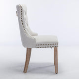 MOOLSUN Linen Dining Chairs Set of 6, High Back Side Chairs, Modern Padded High-End Tufted Upholstered Chairs with Button-Tufted Back & Rear Pull Tabs, Solid Wood Legs F-Beige(Solid Wood Legs)