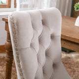 MOOLSUN Velvet Dining Chairs Set of 8, High Back Side Chairs, Modern Padded High-End Tufted Upholstered Chairs with Button-Tufted Back & Rear Pull Tabs, Solid Wood Legs E-Beige(Solid Wood Legs)