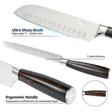 Kitchen Knife Set - 5 Pieces | Includes 8" Chef Knife, 7" Santoku, 8" Bread, 5" Utility, 3.5" Paring | Japanese Style High Carbon Steel Blades, Pakkawood Handles, Ultra Sharp Kitchen Tools