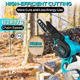 Mini Chainsaw Cordless, 6 Inch Battery Powered Electric Chain Saw, Portable Handheld Small Tree Trimmer (Includes 2 Batteries and 3 Chains)