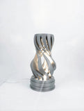 MAKER 3D Twist Spiral Table Lamp in Light Grey - Handmade 3D Printed Shadow Projection Night Light, Dimmable USB LED Bedside Accent Lamp for Bedroom, Nursery and Office Desk Decor