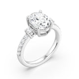 IGI Certificated Oval Moissanite Three Stone Ring, 2CT Silver Size 5.5