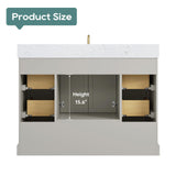 DELUXE LIVING 48 Inch Bathroom Vanity with Sink Combo, Solid Wood Frame with Stone Top & Backsplash, Fully-Assembled with Soft-Closing Doors & 7 Drawers, Greige