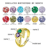 Oseew Gold family rings for women yellow gold 14k gold mom ring mothers day rings 2 birthstones yellow gold gold 2 stone mothers ring 10k gold Ring for mother Engraving 2 names