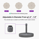 PURPLE LEAF Table Sun Umbrella 10 FT Round with Base Semi Auto Lift, Gray
