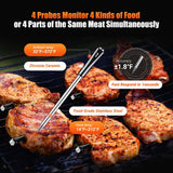 4-Probe WiFi Wireless Meat Thermometer with 360°Readable LCD Standalone Base, WiFi and Bluetooth 5.3 Unlimited Range, IPX8 Waterproof Food Kitchen Thermoemte
