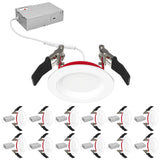 LUXRITE 3 Inch Ultra Thin LED Fire Rated Recessed Lights, 5CCT 2700K/3000K/3500K/4000K/5000K, 2 Hour Fire Rating, 550LM, 6.5 Watt, Dimmable, Baffle, IC & Wet Rated, UL Listed (12 Pack)