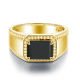 Oseew Gold Created Mens Black Onyx Rings Gold Black Onyx Ring for Men Square Gemstone for Men Gold Mens Black Onyx Rings