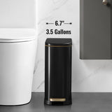 Bathroom Trash Can with Soft-Close Lid 3.5 Gallon Stainless Steel Garbage Can with Removable