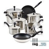 Farberware Classic Stainless Steel Cookware Pots and Pans Set, 15-Piece,50049,Silver