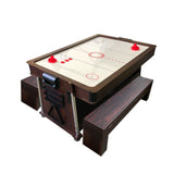 SIMBASHOPPING Pool Table 7 Foot Multigame Blue with Air Hockey, Table Tennis with Storage Benches – Bullet