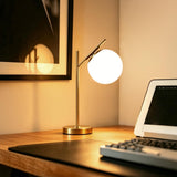 IPEDWO Mid Century Gold Table Lamp,Modern Globe Bedside Desk Lamps