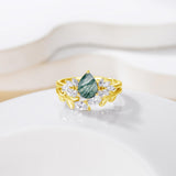 Oseew 1.5 ct Moss Agate Engagement Ring