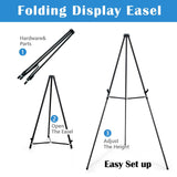 66" Aluminum Display Easel Stand, Presentation Stand with Adjustable Height for Signs, Black 6 Pack Falling in Art