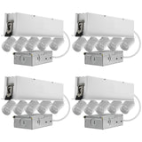 LUXRITE 5-Head Adjustable Recessed LED Spotlight, Retractable Directional Light, 5CCT 2700K-5000K, CRI90, 15W, 1000LM, Adjustable Head 355° Rotation & 80° Tilt, Dimmable, IC Rated, ETL Listed (4 Pack)