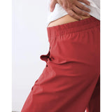 SeeLuNa Women Barrel Travel Pants Elastic Waistband Tapered Leg Baggy Mid Rise Work Trousers Lounge Pant with Pockets(Red,M)