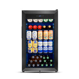 Tylza Beverage Refrigerator Cooler, 130 Cans 3.22 Cu.Ft Small Refrigerator with Low-E Glass Door, Lock, 17-Inch Beer Fridge for Drinks, Black