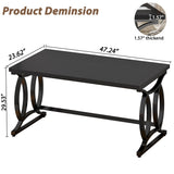 HSH Home Office Computer Desk, Black Modern Wood Metal Writing Desk 47 Inch